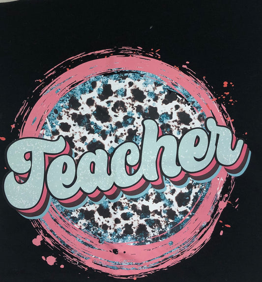 Pink and Turquoise Teacher Shirt